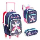 Conjunto Mochila Com Rodinhas Infantil Unicórnio Dream Big Linda