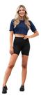 Conjunto Moda Academia Camiseta Cropped E Short Curto Suplex