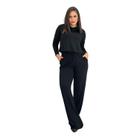 Conjunto Moletinho Feminino Cropped e Calça Pantalona Casual