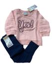 Conjunto Moletom Bebê Menina Inverno Flanelado Quentinho Meses Malwee Kids