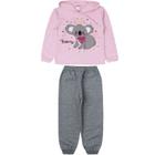 Conjunto Moletom de Inverno Rosa COM CAPUZ / Menina Infantil Calças e Casaco 4 A 8 Anos