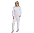 Conjunto Moletom Feminino Básico Blusa com Calça Flanelada-Branco