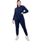 Conjunto Moletom Feminino Flanelado Jaqueta Capuz E Calça