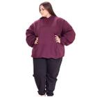 Conjunto Moletom Feminino Plus Size Blusa Flanelada e Calça Grande Kit Inverno