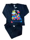 Conjunto Moletom Flanelado Infantil 01 02 03 Girafa Puzzle