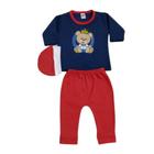 Conjunto Moletom grosso para bebê 0-4 meses menino com touca