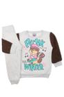 Conjunto Moletom Infantil Bege/Marrom Manga Peluciada