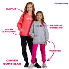 Conjunto Moletom Infantil Juvenil Feminino Blusa e Calça Flanelado, c/ capuz bolso canguru Roupa menina inverno tamanhos 10 12 14