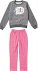 Conjunto Moletom Infantil Menina Smiles Rosa e Cinza - Malwee