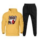 Conjunto Moletom Plus Size Estampa Futebol Americano Calça Ajustavel Confortavel Tamanho Grande