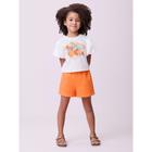 Conjunto Momi Blusa em Algodão e Shorts em Moletinho - Off/Laranja