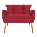 Conjunto Namoradeira e 02 Poltronas Opala Palito Mel Suede Vermelho - KDACanto Móveis