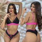 Conjunto Neon Sem Bojo Sem Aro Rendado Com Forro Delicado Sexi Sensual Calcinha Fio Dental