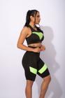 Conjunto Newstyle Fitness Academia Feminina Bermuda Com Tela No Top