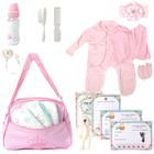 Conjunto P Bebê Reborn Roupa Fralda e Bolsa Maternidade Rosa