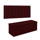 Conjunto Painel E Calçadeira Cancun Para Cama Box Queen 160 cm Suede Vermelho Bordo - DL Decor - Doce Lar Decorações