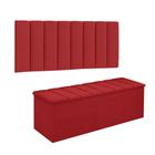 Conjunto Painel E Calçadeira Cancun Para Cama Box Queen 160 cm Suede Vermelho - DL Decor - Doce Lar Decorações