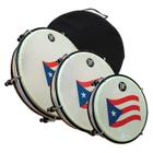 Conjunto Panderos DP Music Wood Shell com bandeira de Porto Rico e estojo