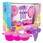 Conjunto Panela Brinquedo Menina Cozinha 11 Peças Rosa Roxo