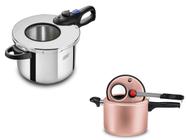 Conjunto Panela de Pressão Inox Profissional MTA + Panela de Pressão Antiaderente Gourmet Cor Rose