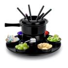 Conjunto Panela Fondue Aparelho Giratório 17 pc Lugano Completo Kit Fundi Carrossel c/ Rechaud Receitas Doce e Salgado