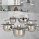 Conjunto Panelas 5 Peças Tampa Vidro Aço Inox