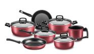 Conjunto panelas safira mta 7 peças aluminio antiaderente cor cereja