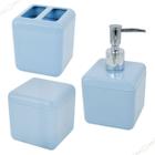 Conjunto para Banheiro Kit 3 Peças Bancada Lavabo Cube Azul