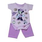 Conjunto Para Bebê Body Bory Com Estampa da Minnie + Calça Lilás REF S204A