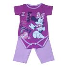 Conjunto Para Bebê Body Bory Com Estampa Love Minnie + Calça Violeta REF S206D