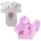 Conjunto Para Bebê Menino Menina Soft Com Capuz E Body 4 Pçs