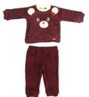 Conjunto Para Bebê Pelúcia Bordado Urso 1-3