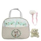 Conjunto para Bebê Reborn com 02 Fraldas e Chupeta com Bolsa Maternidade Bege