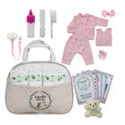 Conjunto para Bebê Reborn com Pentinho, Escova e Bolsa Maternidade Bege com Chupeta