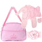 Conjunto para Bebê Reborn Roupinha e Bolsa Maternidade Rosa