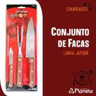 Conjunto Para Churrasco Faca Garfo Aço Inox Madeira Jatobá