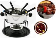 Conjunto Para Fondue 11 Peças Aço Inox Para Queijo Chocolate Petiscos Jantar Romântico Doces Salgados Casita