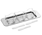 Conjunto Para Molhos Petisco 7 Peças Petisqueira Inox Servir Cumbuca Potes Condimentos Pastas Creme Ante Pastos