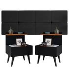 Conjunto Para Quarto Cabeceira Rubi 1.40 Cama Casal com 2 Mesas de Cabeceira Laura