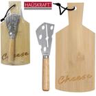 conjunto para queijos e frios com faca, garfo de inox e tabua bambu say cheese