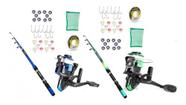 Conjunto Pesca 2 Vara + 2 Molinete Kit Barato Completo Full - sm pesca