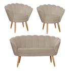 Conjunto Pétala Namoradeira e 2 Poltronas Para Sala de Estar Suede Cappuccino - DL Decor - Doce Lar Decorações