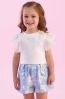 Conjunto Petit Cherie Blusa com Manga de Tule e Short Tie-Dye Tamanho (1ao8)