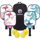 Conjunto Pickleball DULCE DOM com 4 pás de madeira, 4 bolas e bolsa