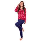 Conjunto Pijama Feminino Adulto Inverno Longo Aveludado Conforto Suede