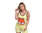 Conjunto Pijama Feminino Curto Verão Baby Doll Personagens Scooby Garfield Snoopy Piu Piu