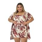 Conjunto Plus Size 3 Peças Cropped + Kimono + Short 0578