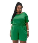 Conjunto Plus Size Blusa Com Shorts Secret Glam Verde
