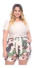 Conjunto Plus Size Blusa E Short Estampado Folhagem Ref 105