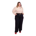 Conjunto Plus Size Blusa Manga + Calça Pantalona + Cinto 0475